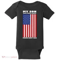 My Son Has Your Back Proud Army Dad Baby Bodysuit thumb 0
