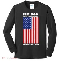 My Son Has Your Back Proud Army Dad Kids Long Sleeve Shirt thumb 0