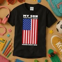 My Son Has Your Back Proud Army Dad Kids T-Shirt thumb 3