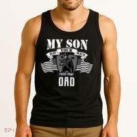 My Son Has Your Back Proud Army Dad USA Tank Top thumb 3