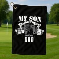 My Son Has Your Back Proud Army Dad USA Golf Towel thumb 1