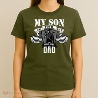 My Son Has Your Back Proud Army Dad USA T-Shirt thumb 4