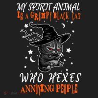 My Spirit Animal Is A Grumpy Black Cat That Hexes Annoying People Women's Sweatshirt thumb 2