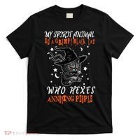 My Spirit Animal Is A Grumpy Black Cat That Hexes Annoying People T-Shirt thumb 0