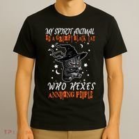 My Spirit Animal Is A Grumpy Black Cat That Hexes Annoying People T-Shirt thumb 3