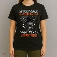 My Spirit Animal Is A Grumpy Black Cat That Hexes Annoying People T-Shirt thumb 4