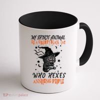 My Spirit Animal Is A Grumpy Black Cat That Hexes Annoying People Coffee Mug thumb 1