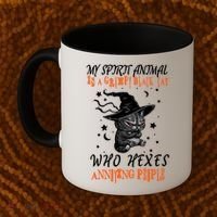 My Spirit Animal Is A Grumpy Black Cat That Hexes Annoying People Coffee Mug thumb 2