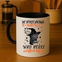 My Spirit Animal Is A Grumpy Black Cat That Hexes Annoying People Coffee Mug thumb 4
