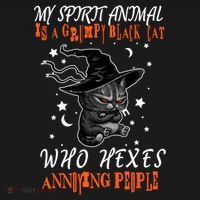 My Spirit Animal Is A Grumpy Black Cat That Hexes Annoying People Ornament thumb 1
