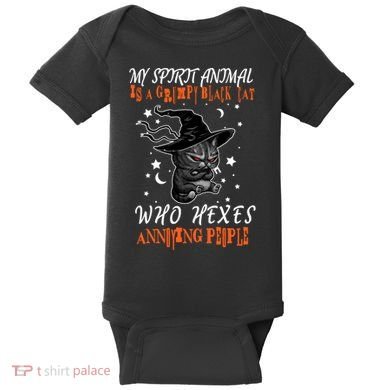 My Spirit Animal Is A Grumpy Black Cat That Hexes Annoying People Baby Bodysuit