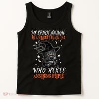 My Spirit Animal Is A Grumpy Black Cat That Hexes Annoying People Tank Top thumb 2