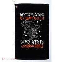 My Spirit Animal Is A Grumpy Black Cat That Hexes Annoying People Golf Towel thumb 0