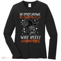 My Spirit Animal Is A Grumpy Black Cat That Hexes Annoying People Women's Long Sleeve Shirt thumb 0