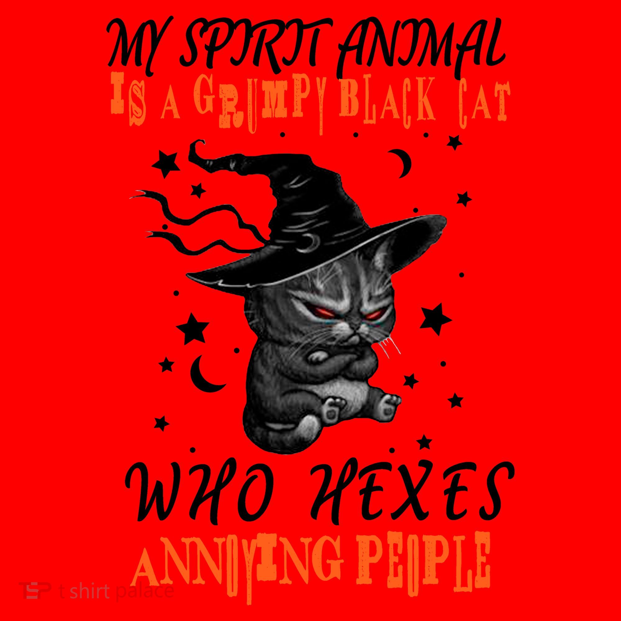 My Spirit Animal Is A Grumpy Black Cat That Hexes Annoying People Santa Hat