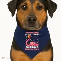 My Spirit Animal Is A Grumpy Flamingo USA-Made Doggie Bandana thumb 1