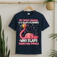 My Spirit Animal Is A Grumpy Flamingo T-Shirt thumb 2
