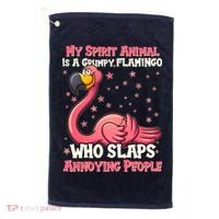 My Spirit Animal Is A Grumpy Flamingo Golf Towel thumb 0