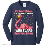 My Spirit Animal Is A Grumpy Flamingo Kids Long Sleeve Shirt thumb 0