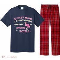 My Spirit Animal Is Grumpy Flamingo Pajama Set thumb 0