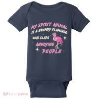 My Spirit Animal Is Grumpy Flamingo Baby Bodysuit thumb 0
