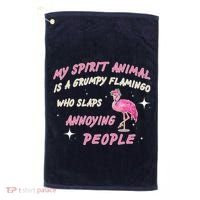 My Spirit Animal Is Grumpy Flamingo Golf Towel thumb 0