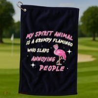 My Spirit Animal Is Grumpy Flamingo Golf Towel thumb 1