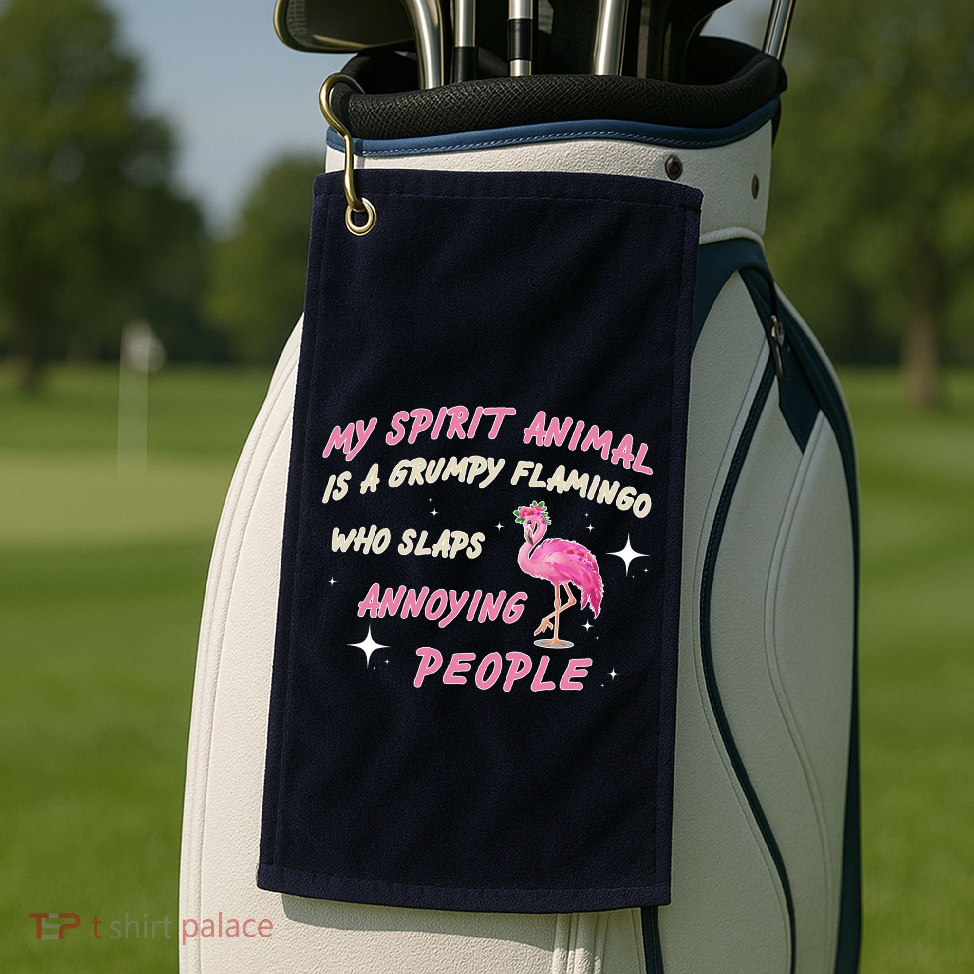 My Spirit Animal Is Grumpy Flamingo Golf Towel