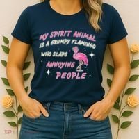 My Spirit Animal Is Grumpy Flamingo Women's T-Shirt thumb 2