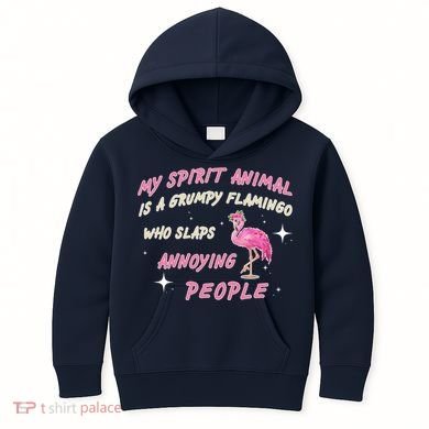 My Spirit Animal Is Grumpy Flamingo Kids Hoodie