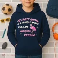 My Spirit Animal Is Grumpy Flamingo Kids Hoodie thumb 2