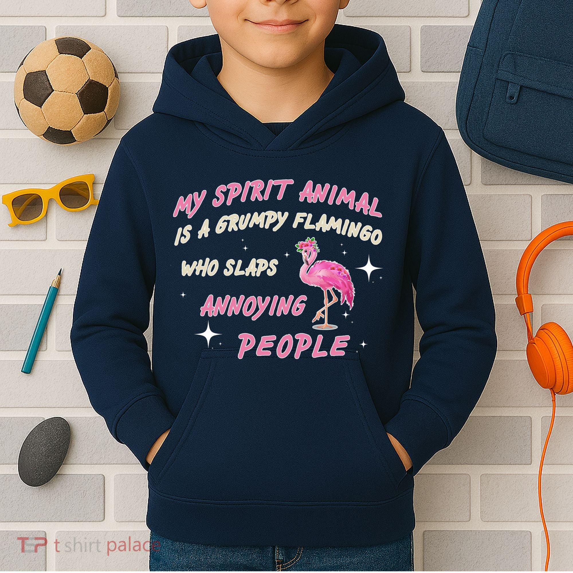 My Spirit Animal Is Grumpy Flamingo Kids Hoodie