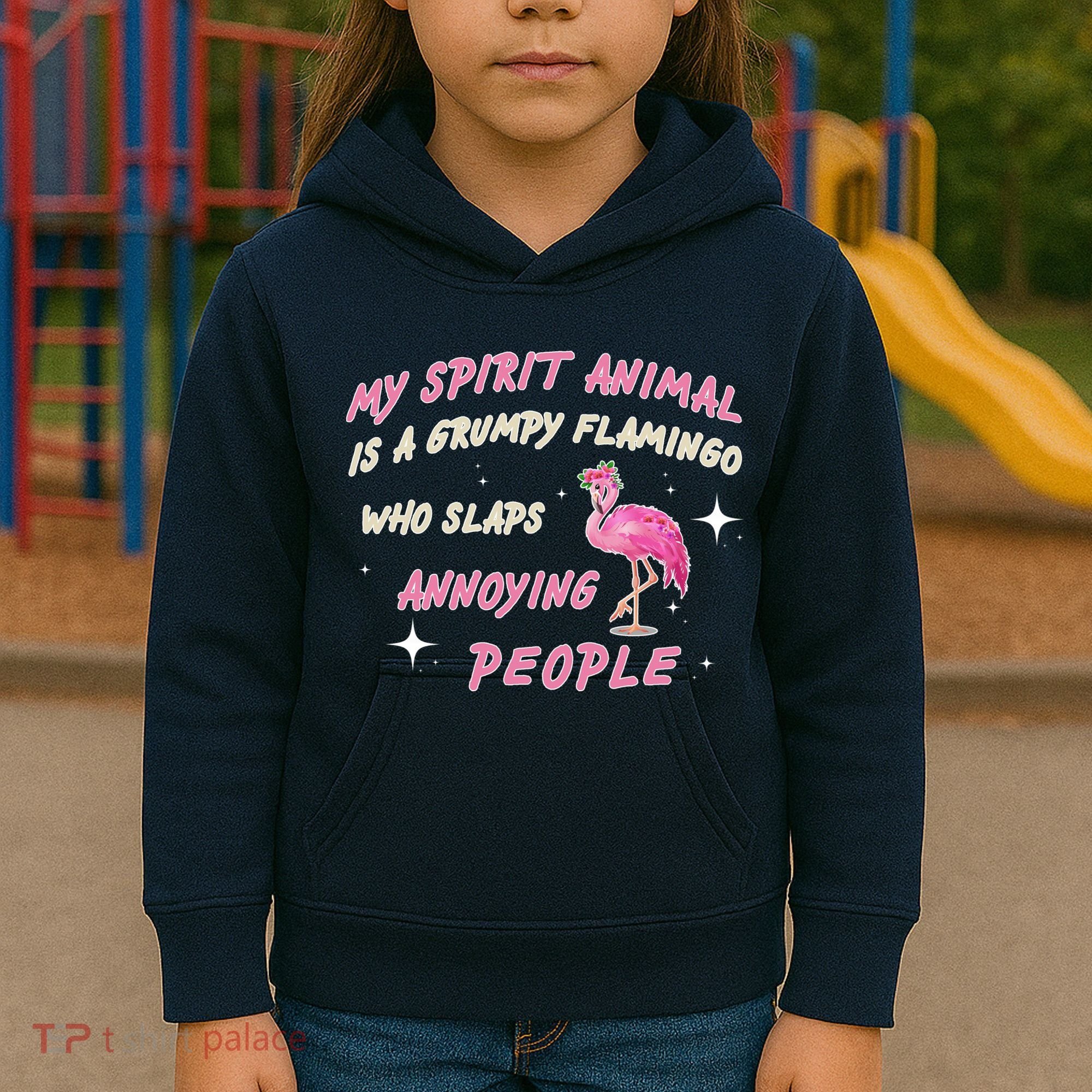 My Spirit Animal Is Grumpy Flamingo Kids Hoodie