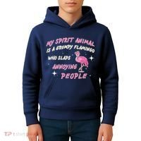 My Spirit Animal Is Grumpy Flamingo Kids Hoodie thumb 4