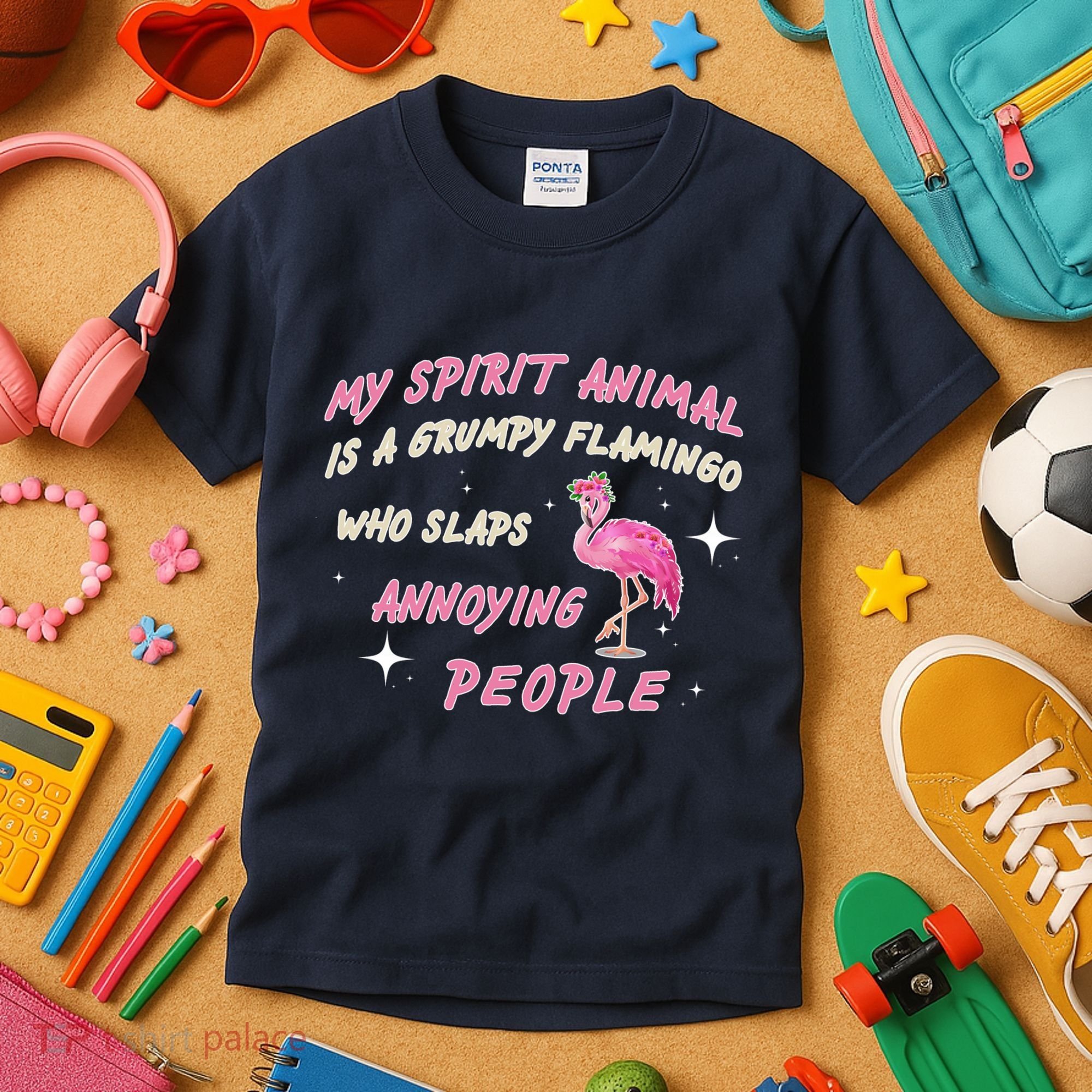 My Spirit Animal Is Grumpy Flamingo Kids T-Shirt