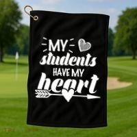 My Students Have My Heart Cute Teacher Golf Towel thumb 1