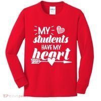 My Students Have My Heart Cute Teacher Kids Long Sleeve Shirt thumb 0