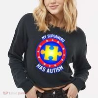 My Superhero Has Autism Cropped Pullover Crew thumb 2