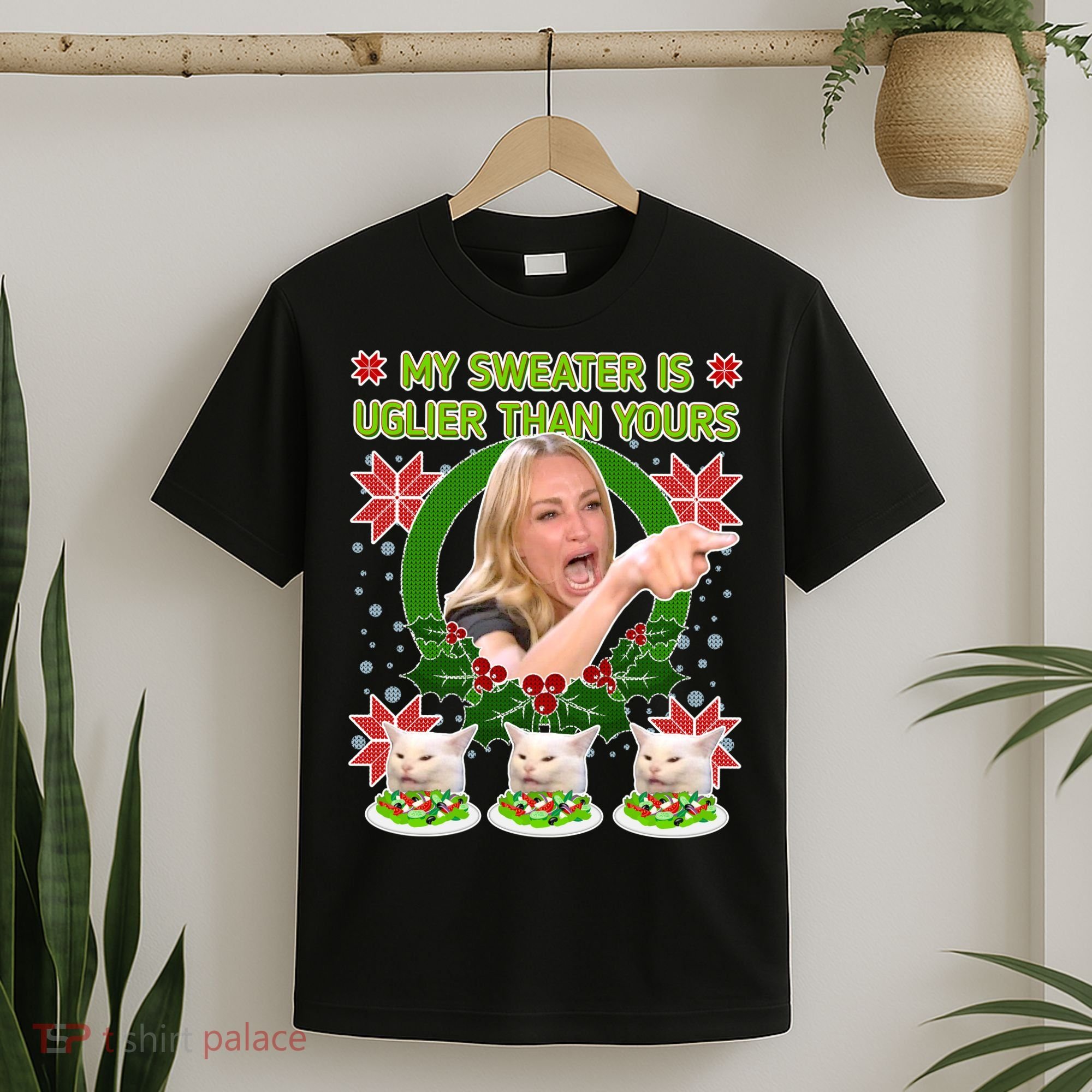 My Sweater Is Uglier Than Yours Yelling Cat Meme  T-Shirt