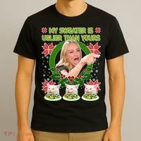 My Sweater Is Uglier Than Yours Yelling Cat Meme  T-Shirt thumb 3