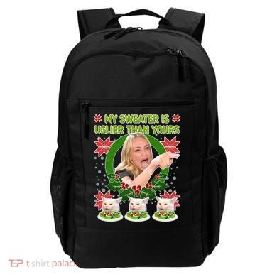 My Sweater Is Uglier Than Yours Yelling Cat Meme  Backpack