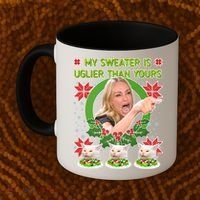 My Sweater Is Uglier Than Yours Yelling Cat Meme  Coffee Mug thumb 2
