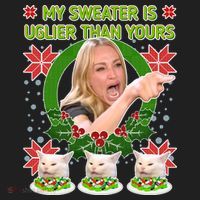 My Sweater Is Uglier Than Yours Yelling Cat Meme  Beanie thumb 2
