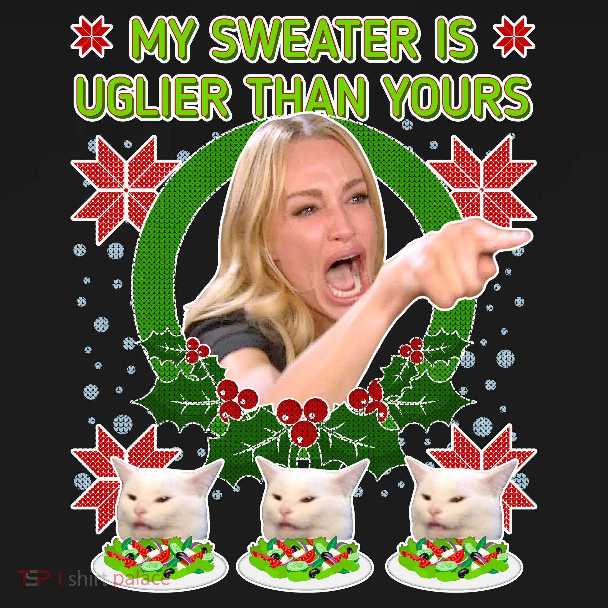 My Sweater Is Uglier Than Yours Yelling Cat Meme  Coaster