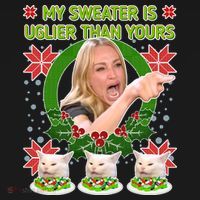 My Sweater Is Uglier Than Yours Yelling Cat Meme  Women's Hoodie thumb 2