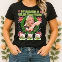 My Sweater Is Uglier Than Yours Yelling Cat Meme  Women's T-Shirt thumb 2