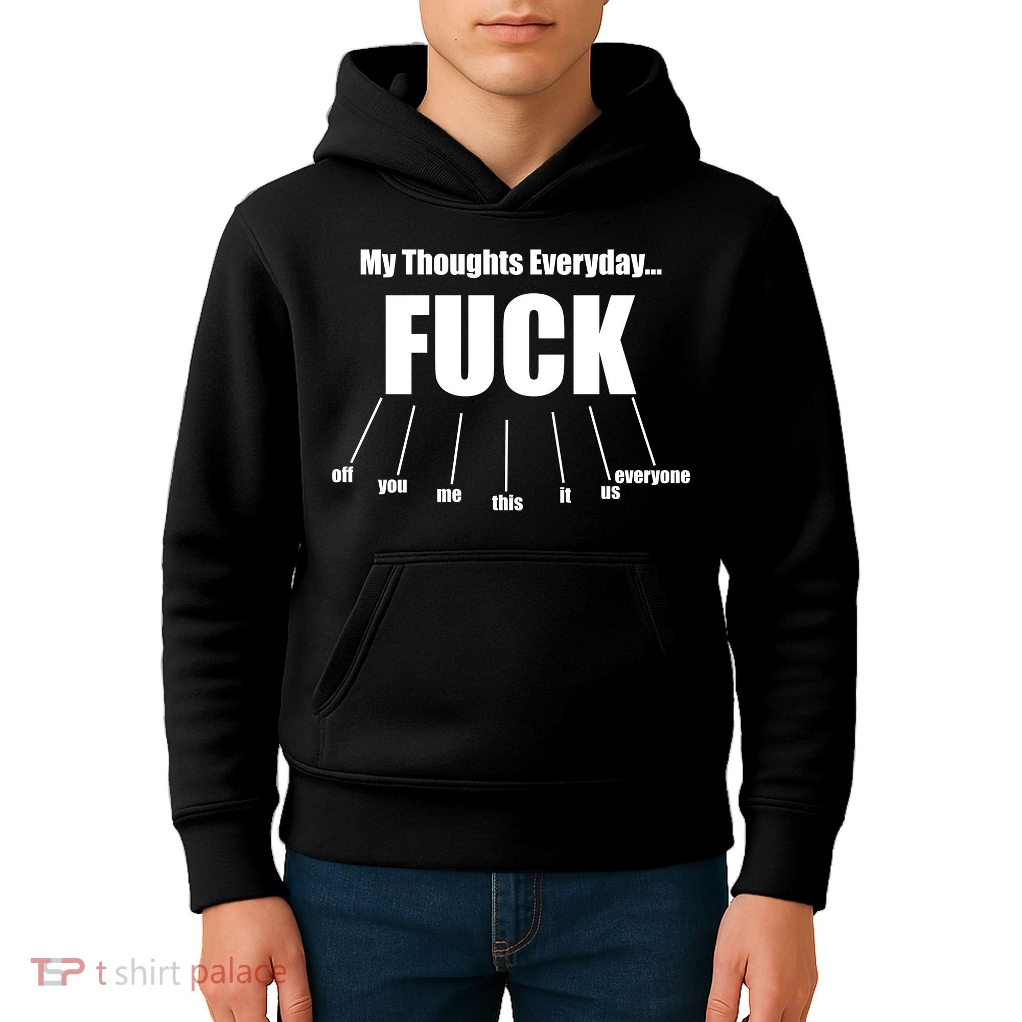 My Thoughts Everyday Fuck Everything Funny Meme Kids Hoodie