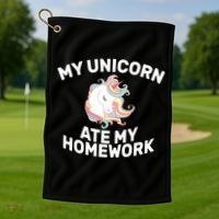 My Unicorn Ate My Homework Golf Towel thumb 1