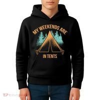 My Weekends Are In Tents Kids Hoodie thumb 4