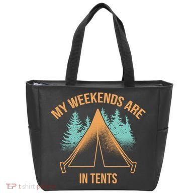 My Weekends Are In Tents Tote Bag